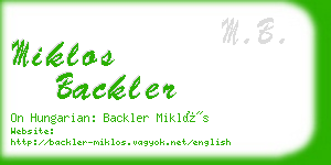 miklos backler business card